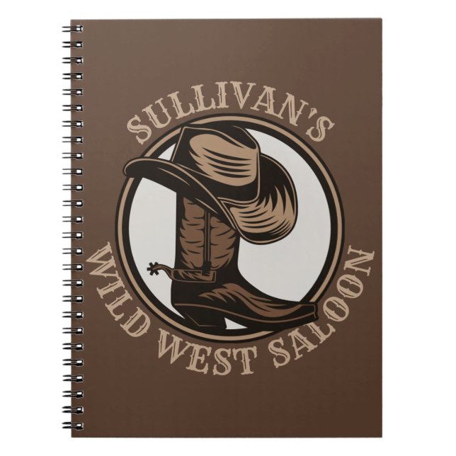 Caderno Espiral Botas de cowboy ocidentais e selvagens personaliza (Frente)
