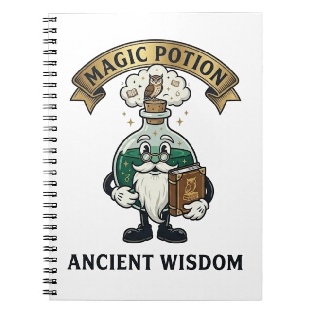 Caderno Espiral Botto Ancient Wisdom Wizard Magic Potion Owl Retro (Frente)