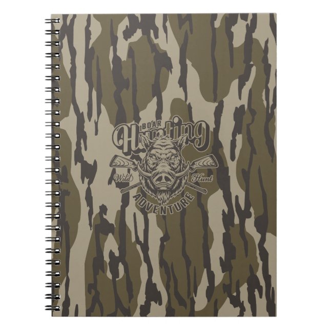 Caderno Espiral Bottomland Camo Boar Caçando Javalis (Frente)