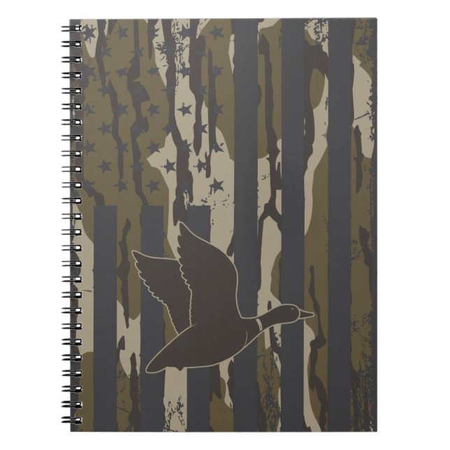 Caderno Espiral Bottomland Camo Duck Hunting American Flag EUA (Frente)