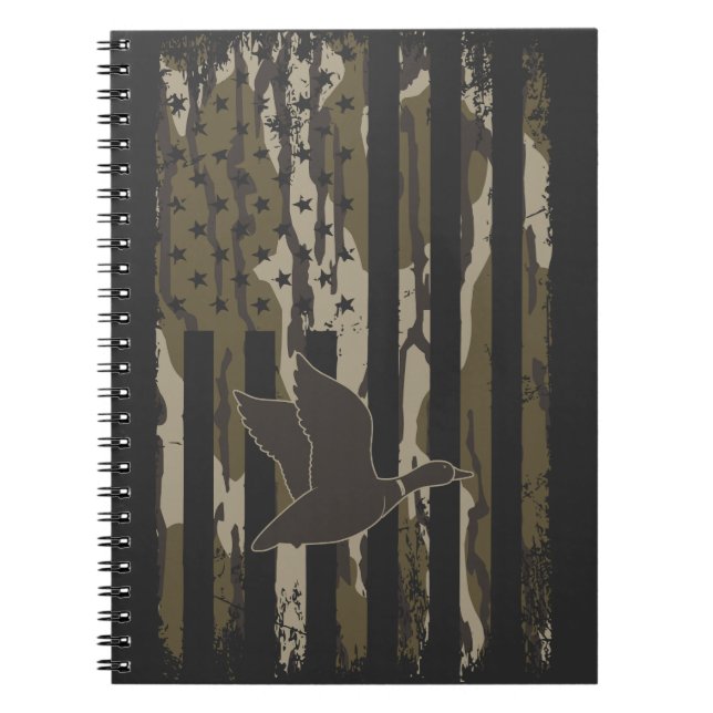 Caderno Espiral Bottomland Camo Duck Hunting American Flag EUA (Frente)