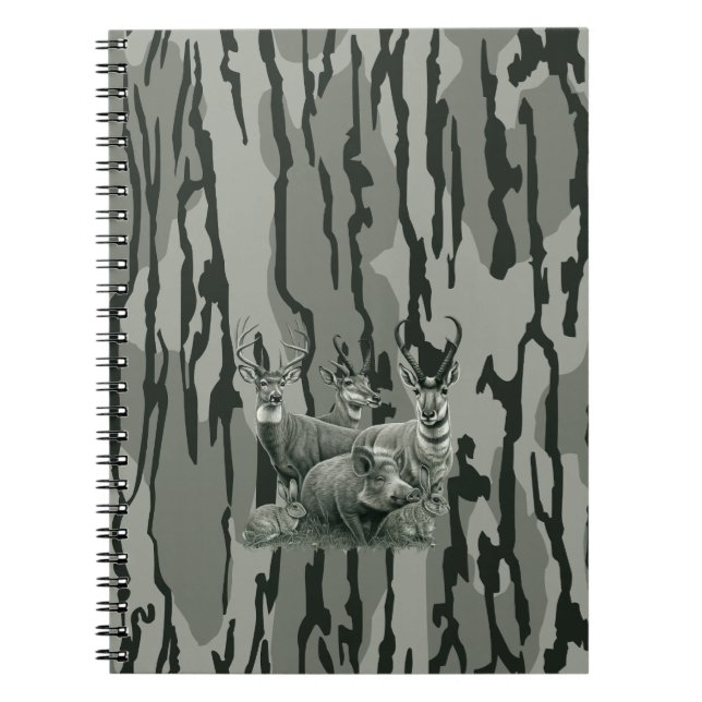 Caderno Espiral Bottomland Camo Whitetail Deer Mule Deer Pronghorn (Frente)