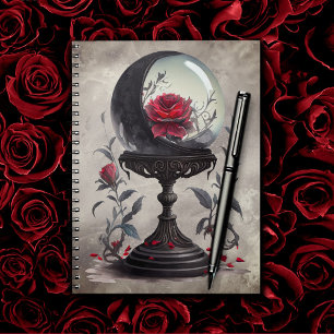 Caderno Espiral Boudoir   Rosas vermelhas de Lua do Crescente Cris