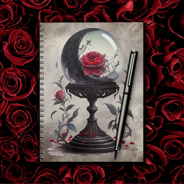 Caderno Espiral Boudoir | Rosas vermelhas de Lua do Crescente Cris (Criador carregado)