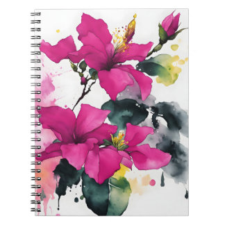 Caderno Espiral Bougainvillea - Watercolor flowers
