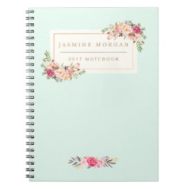 Caderno Espiral Boutique floral da aguarela Pastel chique elegante