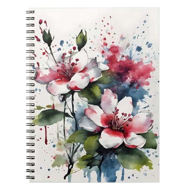 Caderno Espiral Bouvardia - Flores em aquarela (Frente)