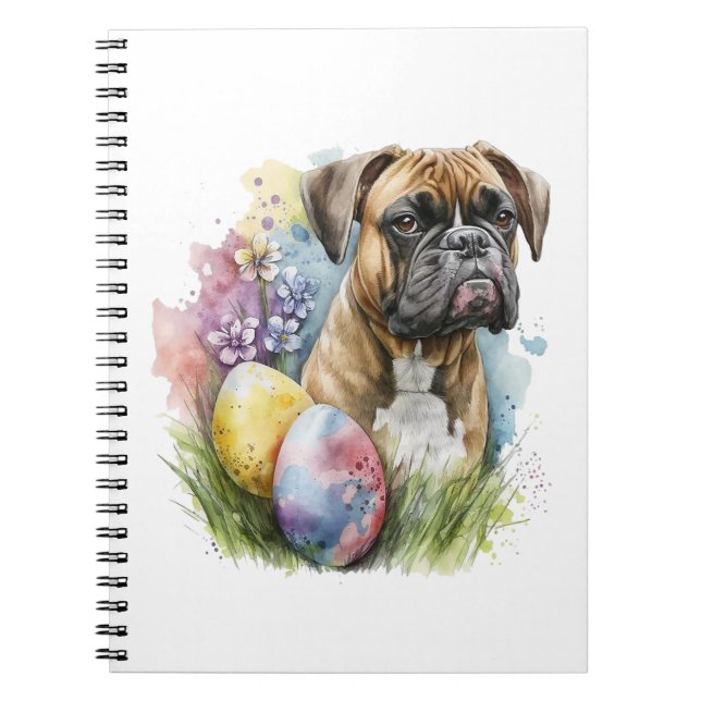 Caderno Espiral Boxer Boxer Easter Ovo, Boxer Felz pascoa Cheio (Frente)