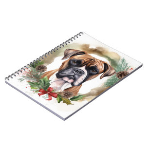 Caderno Espiral Boxer Christmas Wreath Festivo Pup