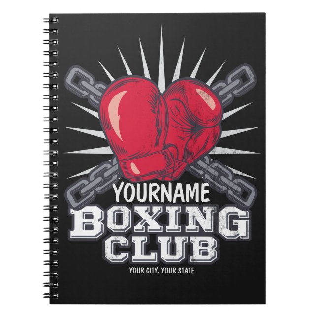 Caderno Espiral Boxer de campeão de combate personalizado para luv (Frente)