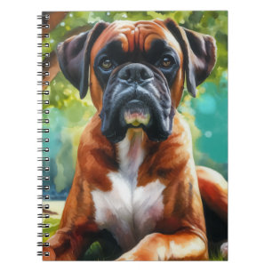 Caderno Espiral Boxer Dog em Aquarela no Parque