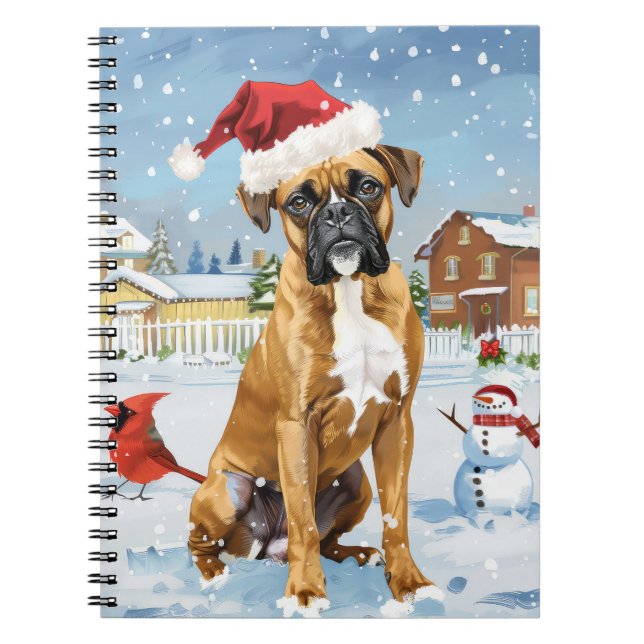 Caderno Espiral Boxer Dog Winter Wonderland Natal Joy (Frente)