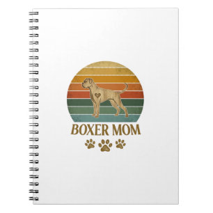 Caderno Espiral Boxer Mãe Cachorro Retro Pôr do Sol Pegadas_1