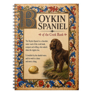 Caderno Espiral Boykin Spaniel, Arte de Bestiário Medieval