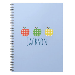 Caderno Espiral Boys Green Red Yellow Gingham Xadrez Apple Trio