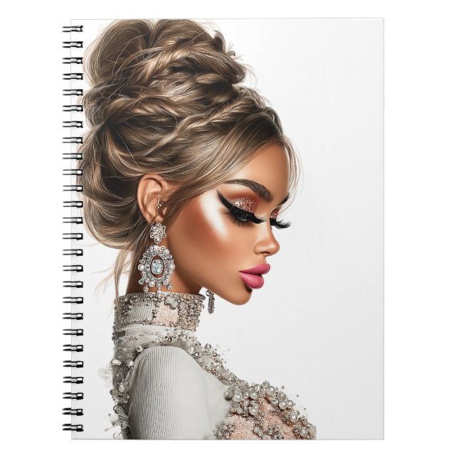 Caderno Espiral  Braided Elegance Glam Girl Spiral Photo Notebook (Frente)
