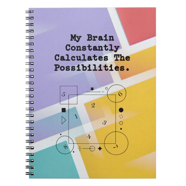 Caderno Espiral Brain Calculates Possibilities | Math Thinker (Frente)