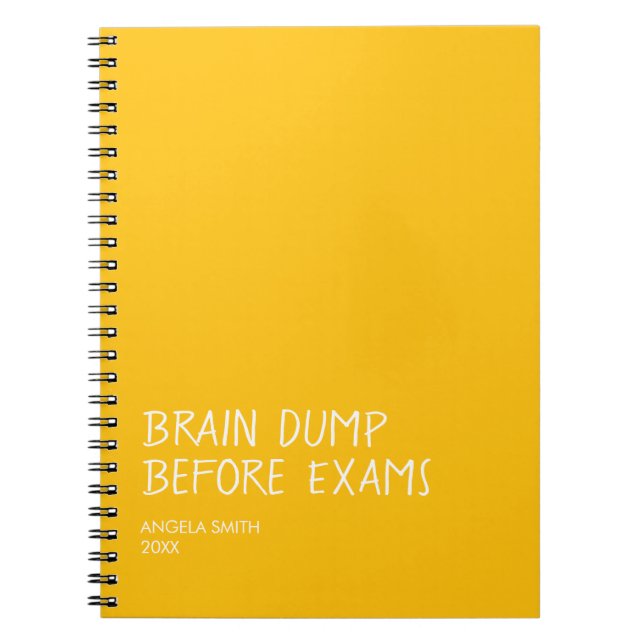 Caderno Espiral Brain Dump Before Exams – Funny Student Notebook,  (Frente)