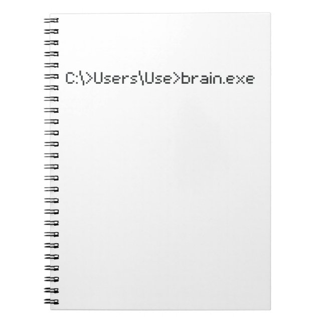 Caderno Espiral Brain.exe Fun Coder Programmer Computer (Frente)