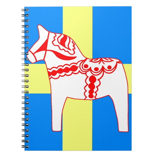 Caderno Espiral Branco do cavalo de Dala da suecia (Frente)