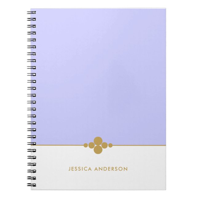 Caderno Espiral Branco Dourado Personalizado Chic Periwinkle (Frente)