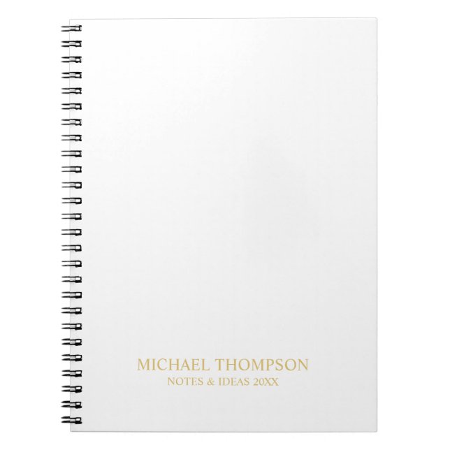 Caderno Espiral Branco e Dourado Profissional (Frente)