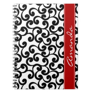 Caderno Espiral Branco e impressão Monogrammed dos elementos do