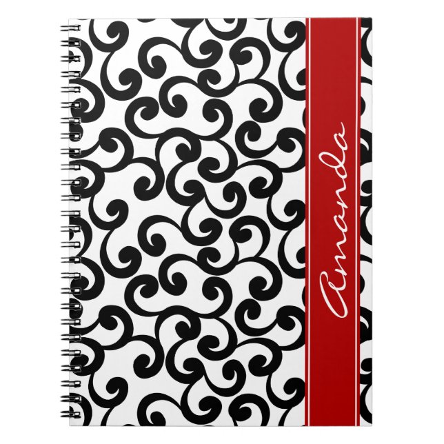 Caderno Espiral Branco e impressão Monogrammed dos elementos do (Frente)