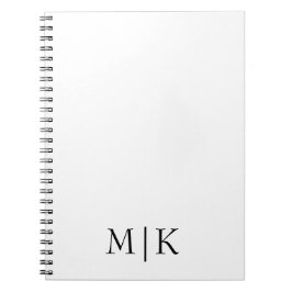 Caderno Espiral Branco e Preto | Monograma moderno