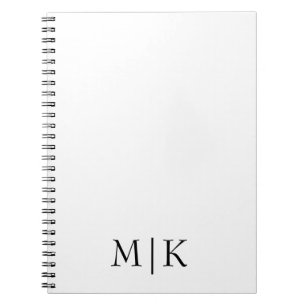 Caderno Espiral Branco e Preto   Monograma moderno