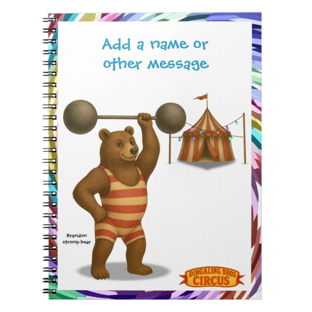 Caderno Espiral Brandon, circus strong-bear (Frente)