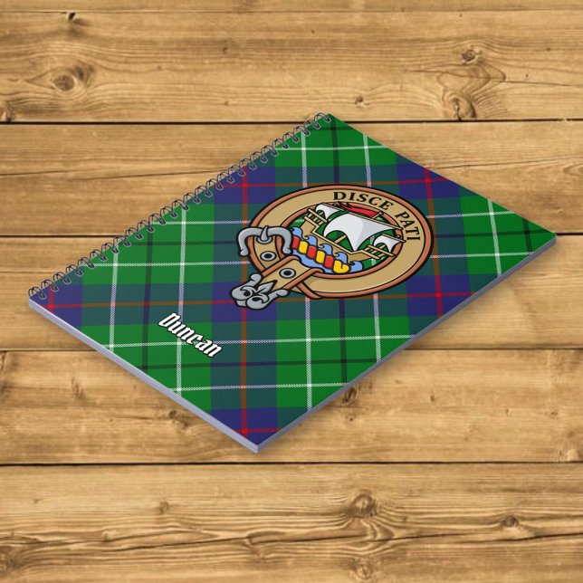Caderno Espiral Brasão do Clã Duncan sobre Tartan (Criador carregado)