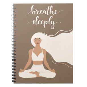 Caderno Espiral Breathe Deeply Yoga Meditação