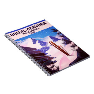 Caderno Espiral Breuil-Cervinia,Valle d'Aosta, itália,poster de es