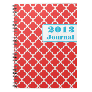 Caderno Espiral Brick red azulejo marroquino - diário anual de ten