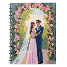 Caderno Espiral Bride & Groom Garden Arch | Floral Wedding Painted
