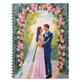 Caderno Espiral Bride & Groom Garden Arch | Floral Wedding Painted