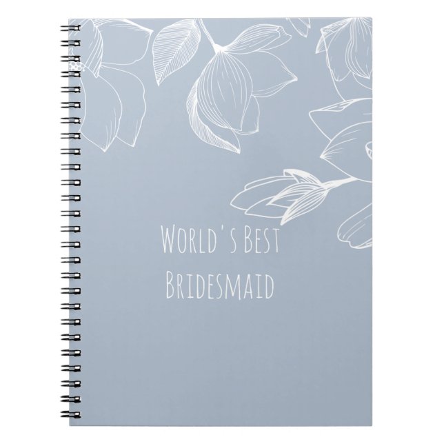 Caderno Espiral BRIDESMAIDS GIFTS DEMONSTROU Azul Magnolias Branca (Frente)