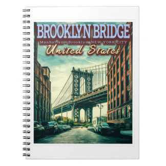 CADERNO ESPIRAL BRIDGE BROOKLYN - MANHATTAN - BROOKLYN - NOVA IORQ