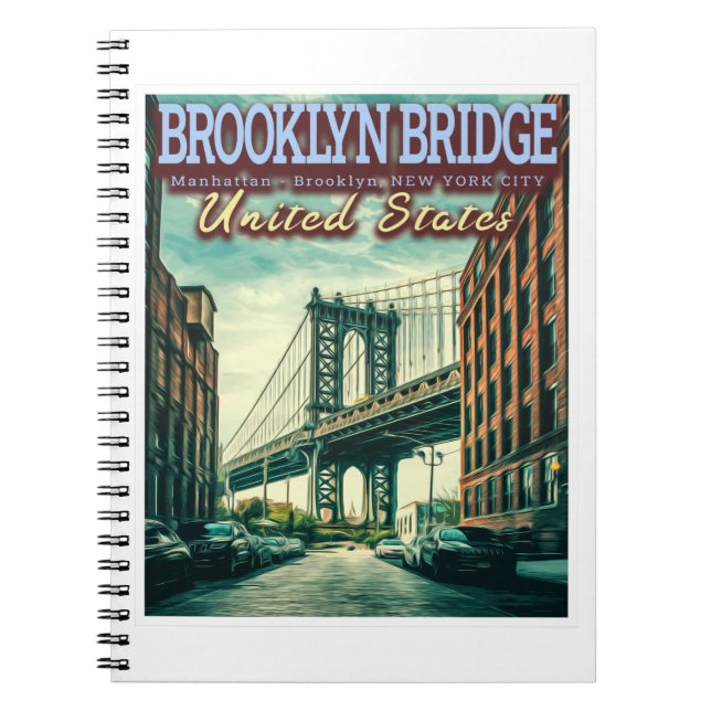 CADERNO ESPIRAL BRIDGE BROOKLYN - MANHATTAN - BROOKLYN - NOVA IORQ (Frente)