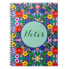 Caderno Espiral Bright Abstrato Flower Art