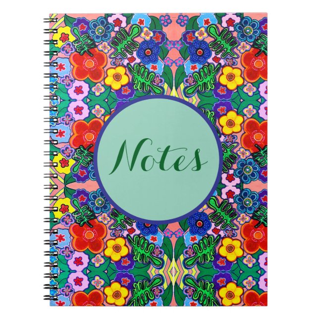 Caderno Espiral Bright Abstrato Flower Art (Frente)