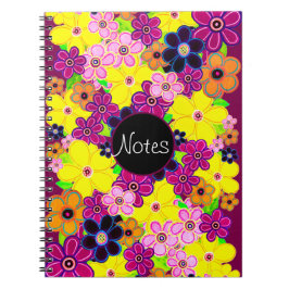Caderno Espiral Bright Abstrato Flower Art