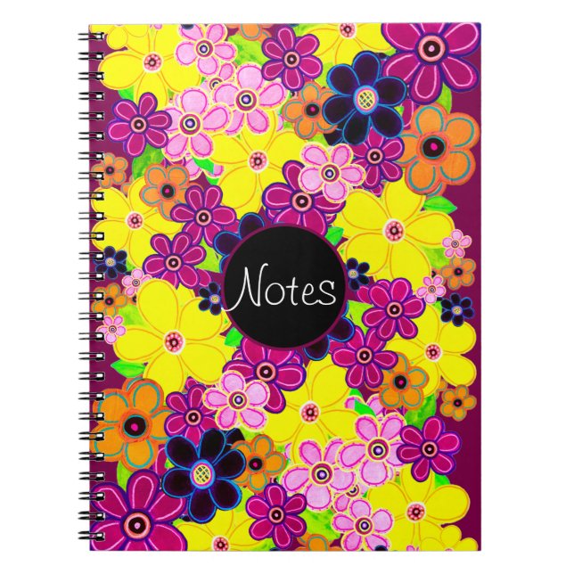 Caderno Espiral Bright Abstrato Flower Art (Frente)