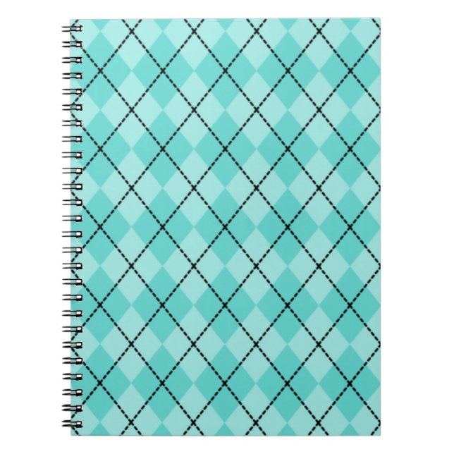 Caderno Espiral Bright Aqua Argyle Notebook (Frente)