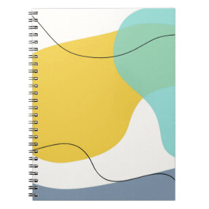 Caderno Espiral Bright Aqua Yellow Abstrato Curve Art