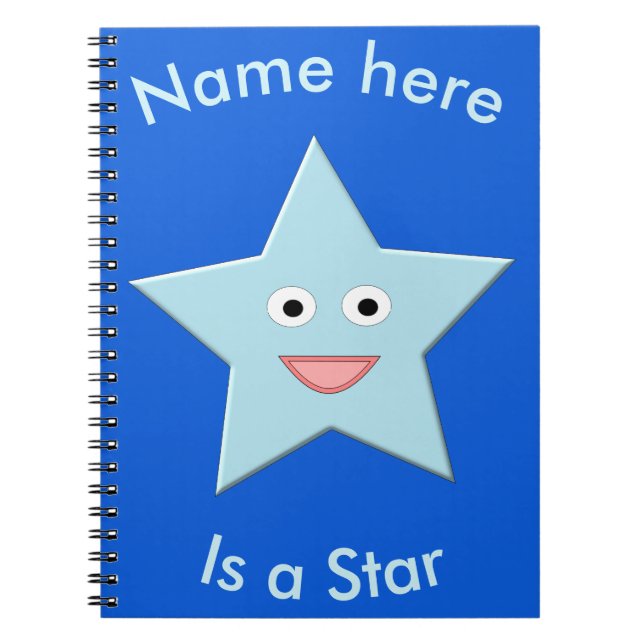 Caderno Espiral Bright Blue Celebration Star - Notebook Personaliz (Frente)
