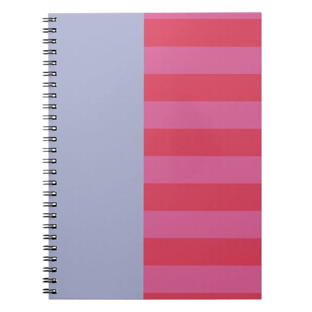 Caderno Espiral Bright Cheerful pink and ice blue striped design (Frente)