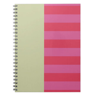 Caderno Espiral Bright Cheerful pink and sage green striped design