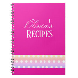 Caderno Espiral Bright Pink and Pola Dots Recipe